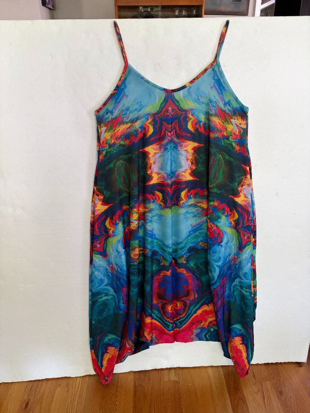 Lily by Firmiana Multicolor Abstract Marble Cami Dress Psychedelic Retro Small